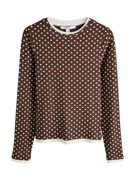 Next Tricou maro / lână alb