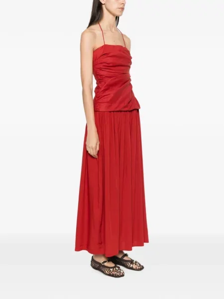 Rochie maxi Faithfull cu volane roșu
