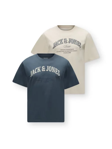 JACK & JONES Tricou JJEDENVER bej / gri închis alb