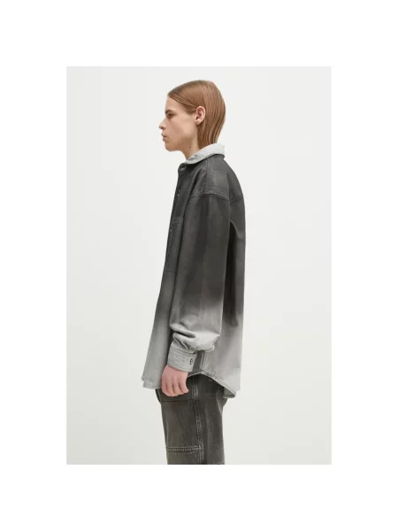 Marcelo Burlon koszula jeansowa Gradient Denim Overshirt Black White relaxed z kołnierzykiem klasycznym szary