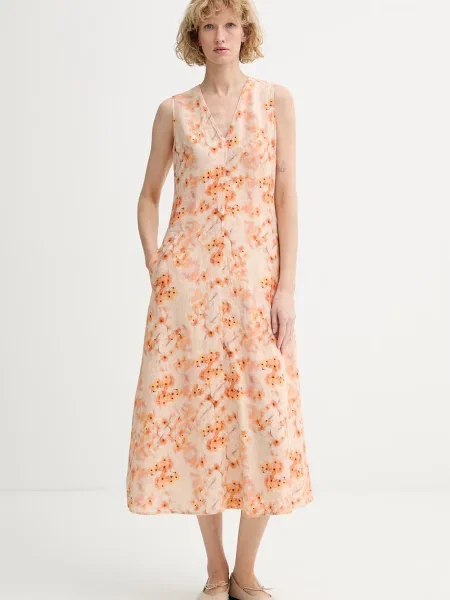 Marc O'Polo rochie de vară din in portocaliu