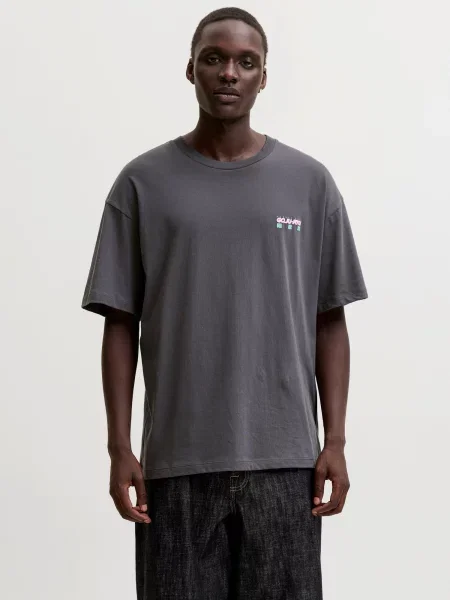 JACK & JONES Majica JORGOJU antracit / jelka roza