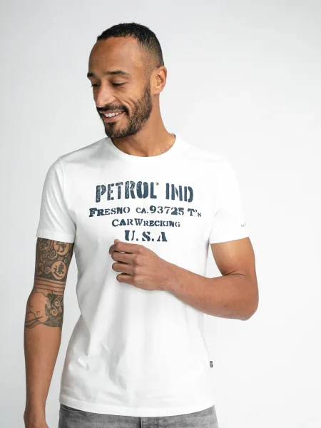 Petrol Industries Tričko tmavomodrá / biela