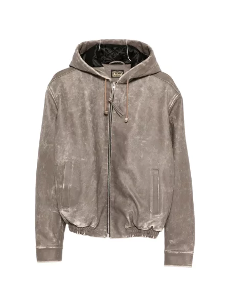 Яке тип бомбър Aries с протрити краища с качулка сиво