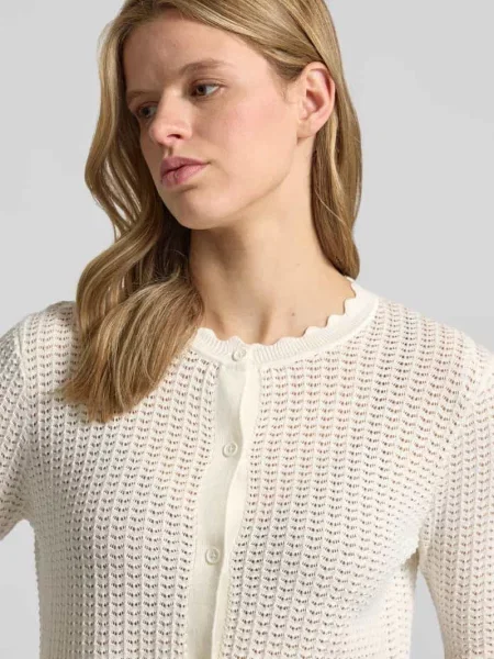 Kardigan rozpinany o kroju regular fit z czystej bawełny model SCOUT' Pieces biały