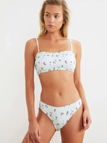 Bikini Trendyol cu model floral gri