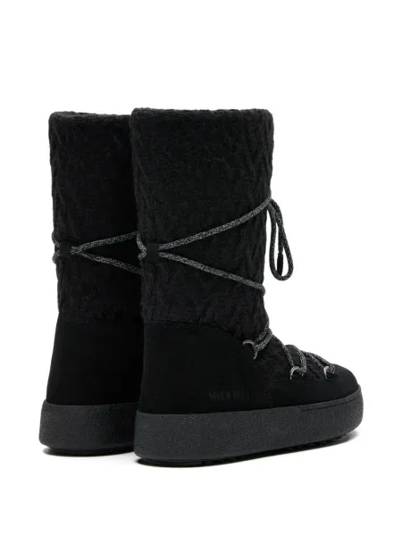 Botine Moon Boot cu șireturi tricotate negru