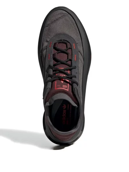 Papuci tip mules Adidas cu șireturi din dantelă gri
