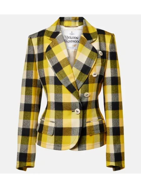 Sacou Vivienne Westwood de lână în carouri galben