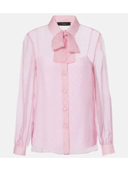 Cămașă Gucci din șifon cu imagine cu legături roz