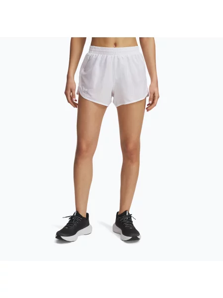 Under Armour Fly By 3" дамски къси панталони за бягане бяло/отразително бяло