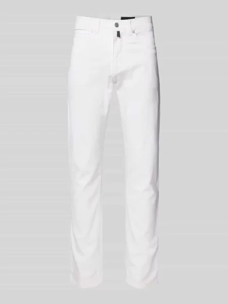 Spodnie w kroju tapered fit z w szwach model Lyon' Pierre Cardin białe