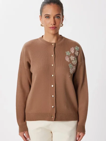 Happiness İstanbul Geacă tricotată ecru / turcoaz / pueblo / rosé maro