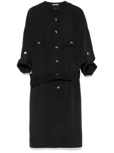 Rochie tip cămașă Tom Ford de costum negru