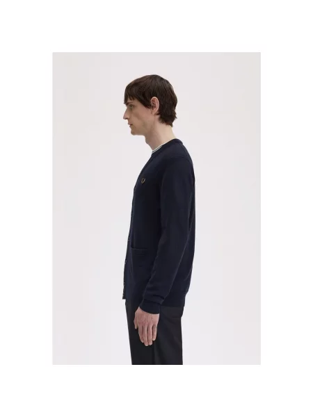 Cardigan Fred Perry clasic de lână albastru