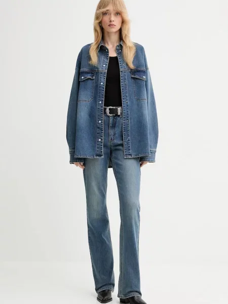 Gestuz koszula jeansowa relaxed z kołnierzykiem klasycznym niebieski