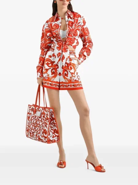 Cămașă Dolce & Gabbana cu imagine din poplin roșu