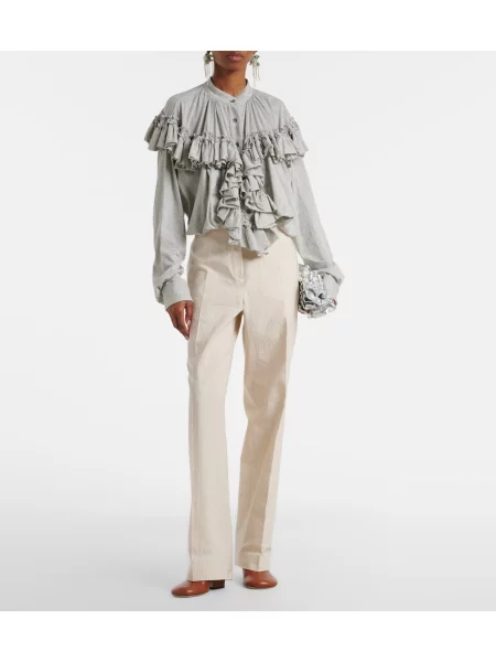 Pantaloni Dries Van Noten cu dungi alb