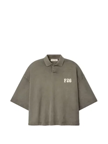 Decupat tricou polo Fear Of God Essentials gri