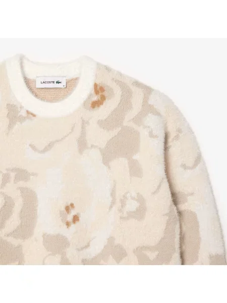Lacoste Sweter Z Dzianiny Żakardowej W Kwiaty