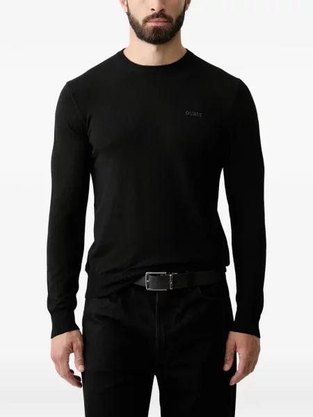Pulover Guess cu broderie negru
