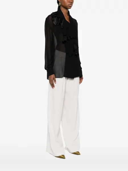 Bluză Alberta Ferretti cu volane lungă negru