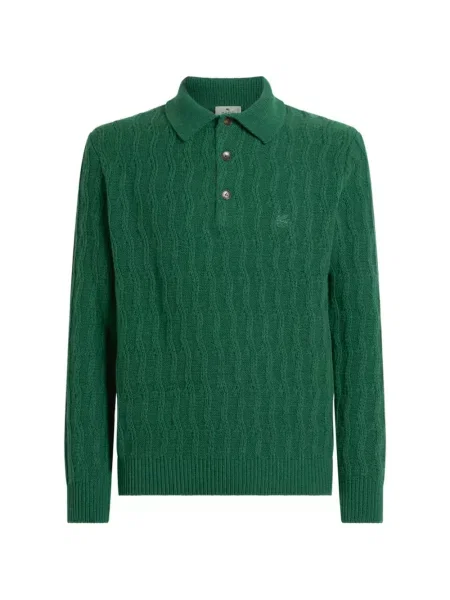 Tricou polo Etro din cașmir verde