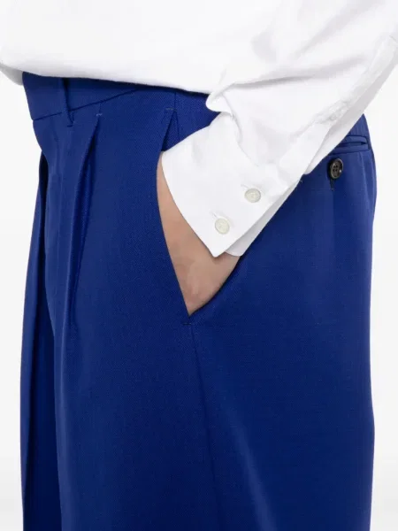 Plisované keprové kalhoty Tom Ford modré