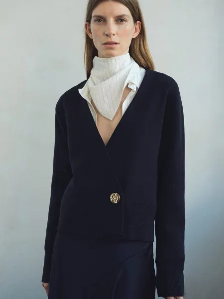 Кардиган MANGO темно-синій віскоза/поліестер синій