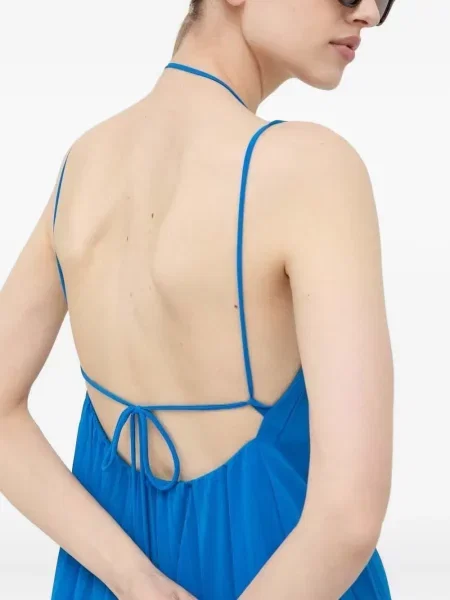 Rochie mini Beatrice B cu volane plisată de costum albastru