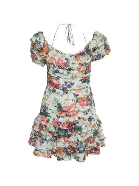 Rochie mini Zimmermann cu model floral cu imagine alb