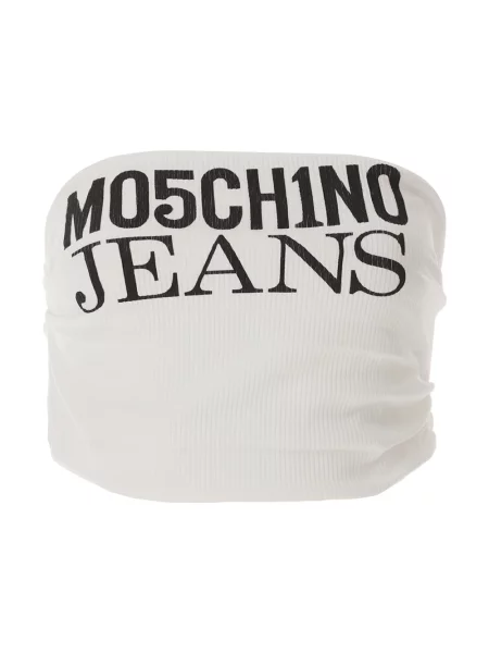 Top Moschino z nadrukiem o skróconej długości biały