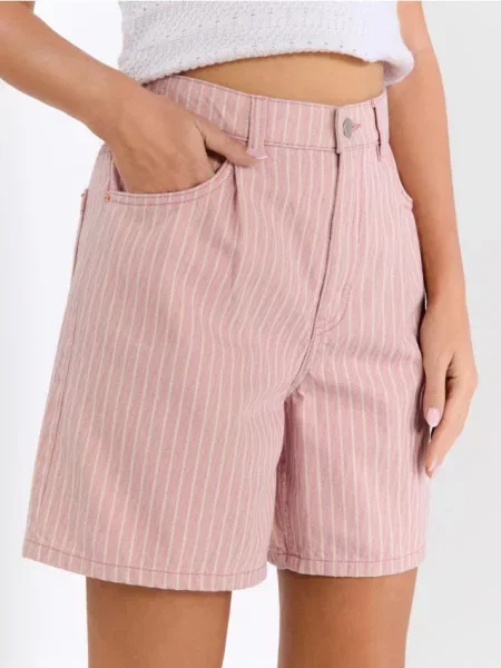 Джинсові шорти high waist рожевий