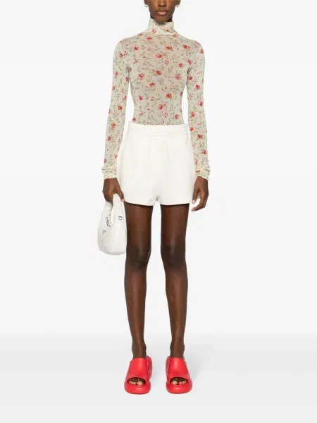 Body Prada cu model floral plasă roșu