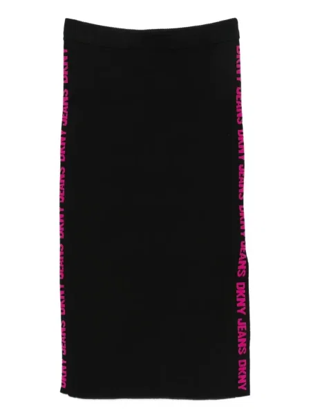 Fustă midi Dkny cu dungi până la genunchi negru