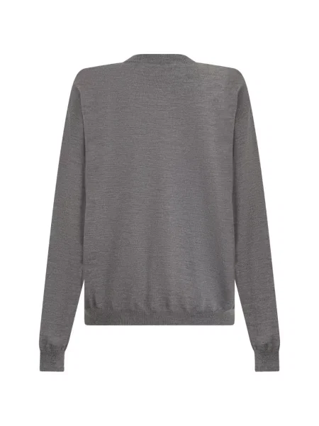 Lung pulover Moschino cu decolteu rotund gri