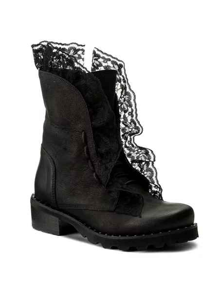 Čizme R.Polański Czarny Nubuk crna