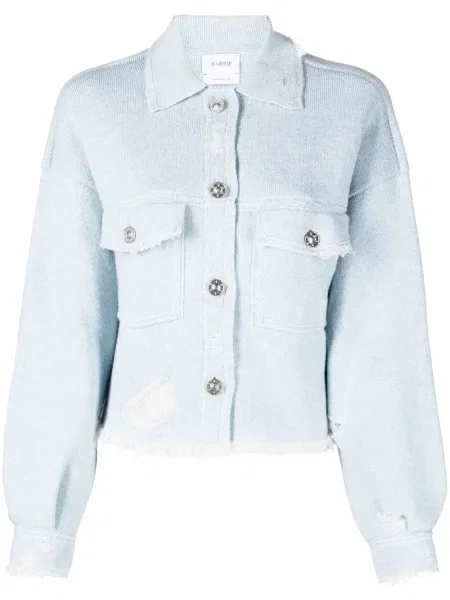 Kurtka jeansowa Barrie z frędzli niebieska