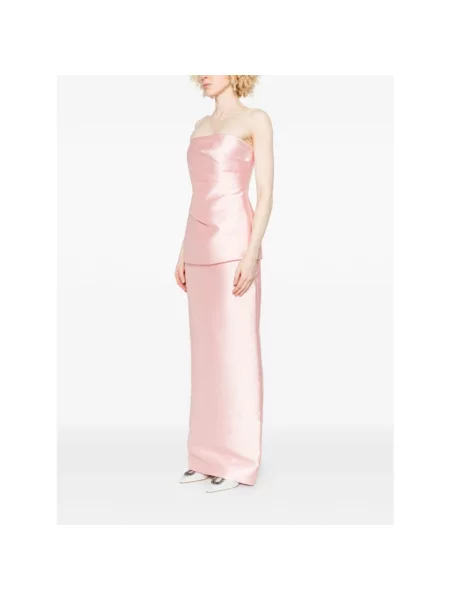 Sukienka maxi Solace London drapowana bez ramiączek różowa