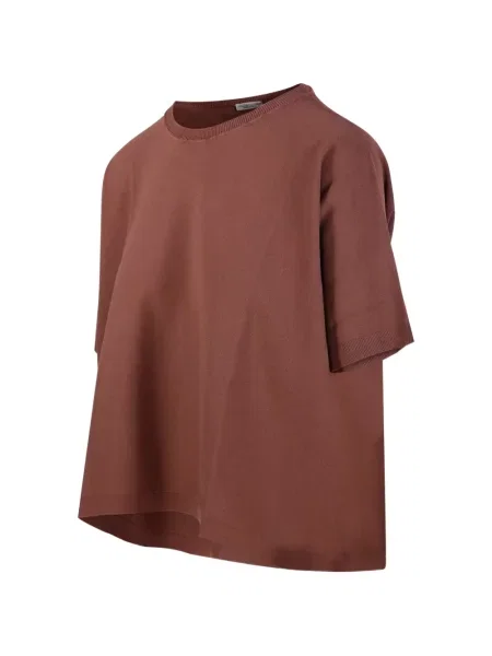 Tricou Roberto Collina cu decolteu rotund scurt maro