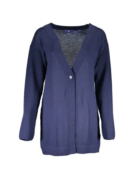 Cardigan Gant tricotate cu decolteu în V albastru