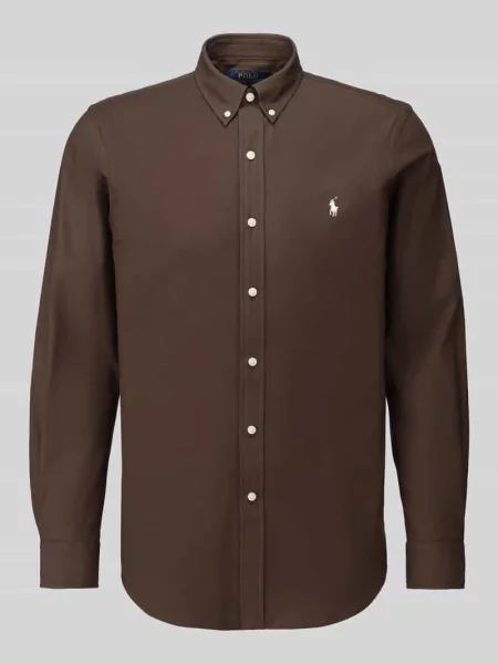 Koszula casualowa o kroju slim fit z mieszanki bawełny Polo Ralph Lauren brązowa