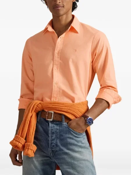 Хавлиени препасан карирана риза Polo Ralph Lauren синьо