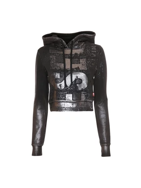 Bluza z kapturem Diesel z kapturem retro ze sznurkiem szara