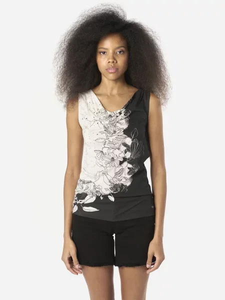 KOROSHI Top negru alb