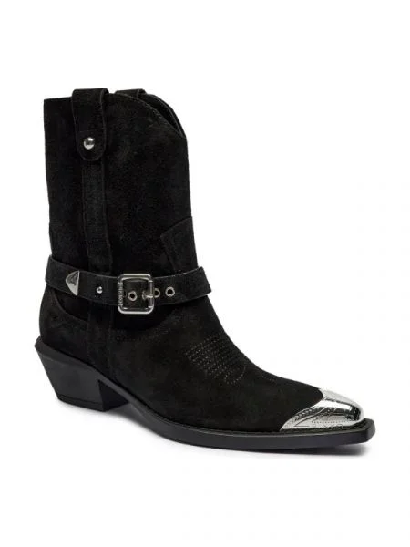 Pinko Cizme cowboy TEX | piele întoarsă negru