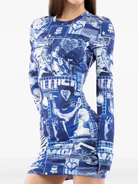 Lung rochie Moschino cu imagine albastru