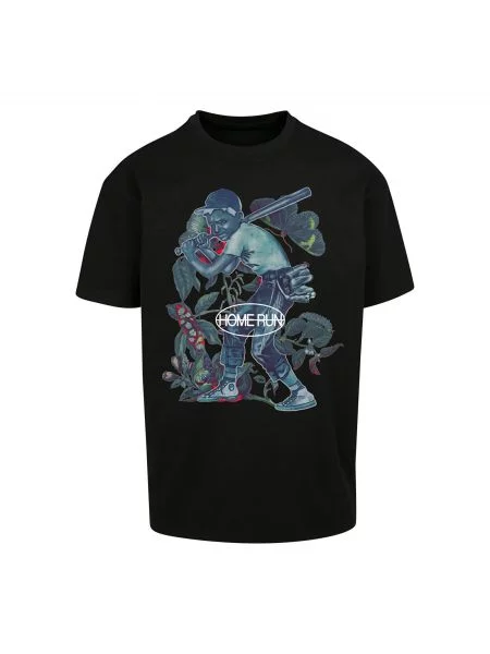 MT Upscale Tričko Home Run tmavě šedá / ohnivá červená / černá bílá