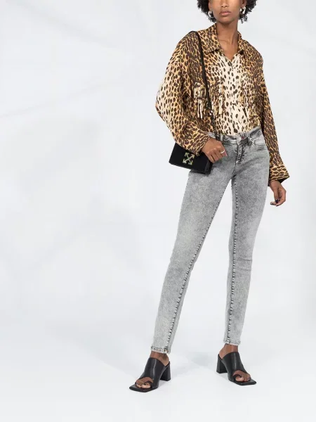 Džíny Philipp Plein s vysokým pasem šedé
