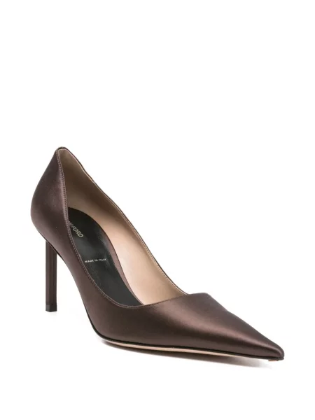 Pantofi cu toc Tom Ford din satin maro